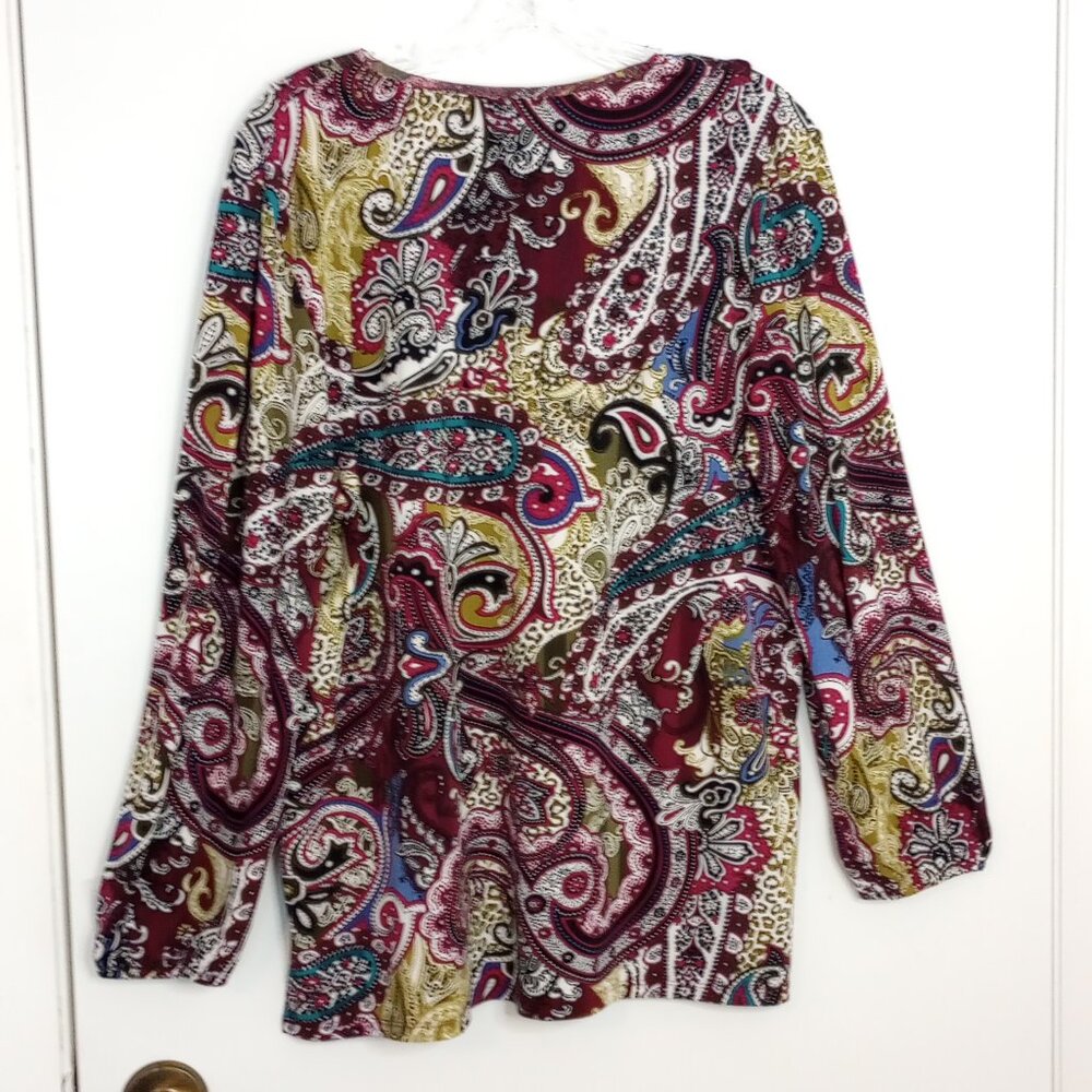 Chico's Sublime Paisley Ruffle Boho Top - Picture 6 of 9